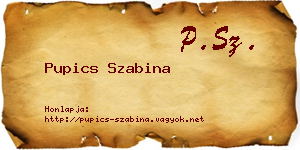Pupics Szabina névjegykártya